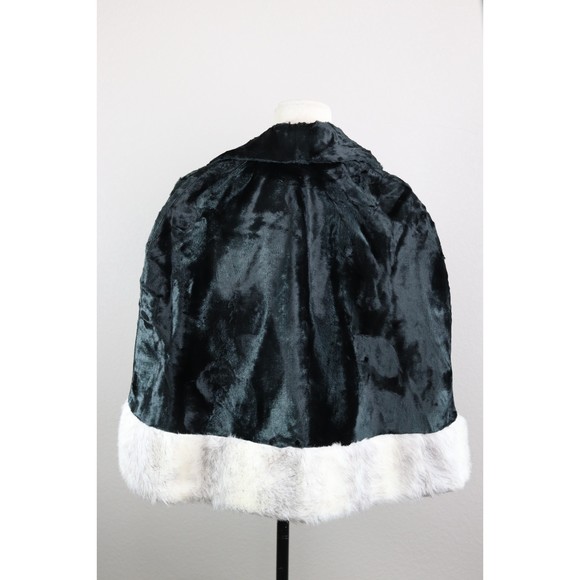 Vintage Black and white faux Fur Opera Cape w/Pockets - Picture 4 of 7